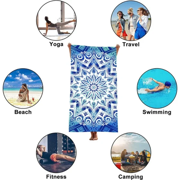 Quick Drying Microfiber Towels Beach Mat Sports Bathroom Luxury Travel Shower Towel Large Sand Free for Adults Body Dry Towels 5