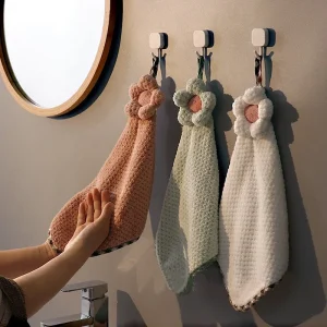 3 Seconds Quick Dry Hand Towel for Kitchen Coral Fleece Thickened Absorbent Dish Cleaning Cloth Sun Flowers Type Lattice Texture 1