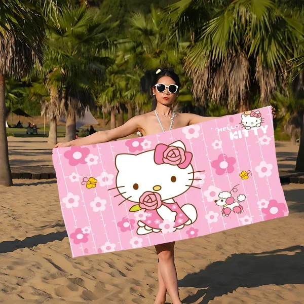 Hello K-Kitty Microfiber Beach Towel Absorbent Quick Dry Soft Yoga Swimming Resort Mountain Climbing Towel 4