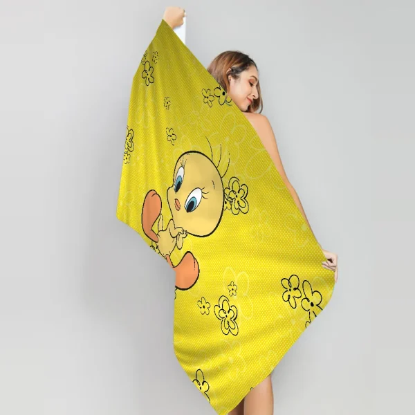 Yellow Cartoon T-Tweetys Bird Microfiber Beach Towels Quick Dry Towel Sand Beach Towels Pool Towel for Travel Swim Pool Yoga 2
