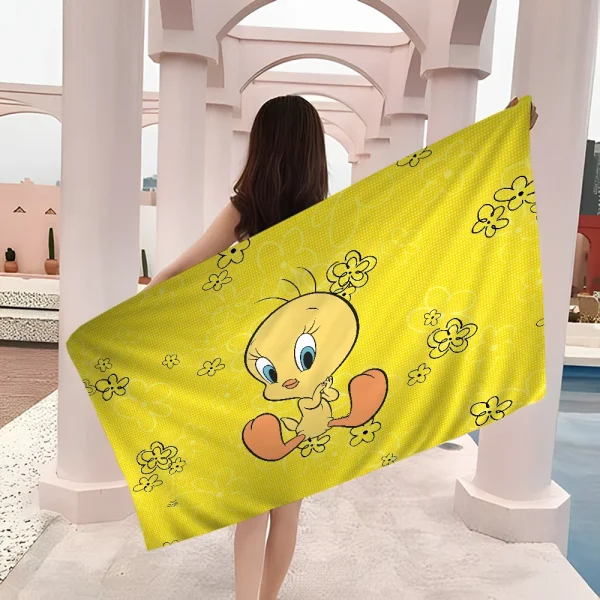Yellow Cartoon T-Tweetys Bird Microfiber Beach Towels Quick Dry Towel Sand Beach Towels Pool Towel for Travel Swim Pool Yoga 4