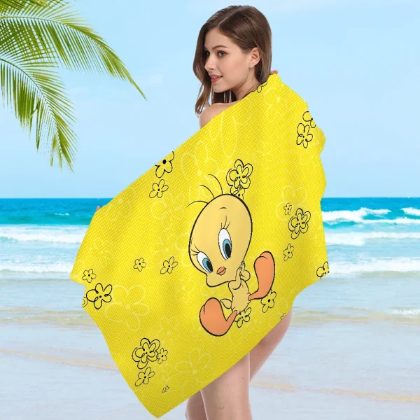 Yellow Cartoon T-Tweetys Bird Microfiber Beach Towels Quick Dry Towel Sand Beach Towels Pool Towel for Travel Swim Pool Yoga 5