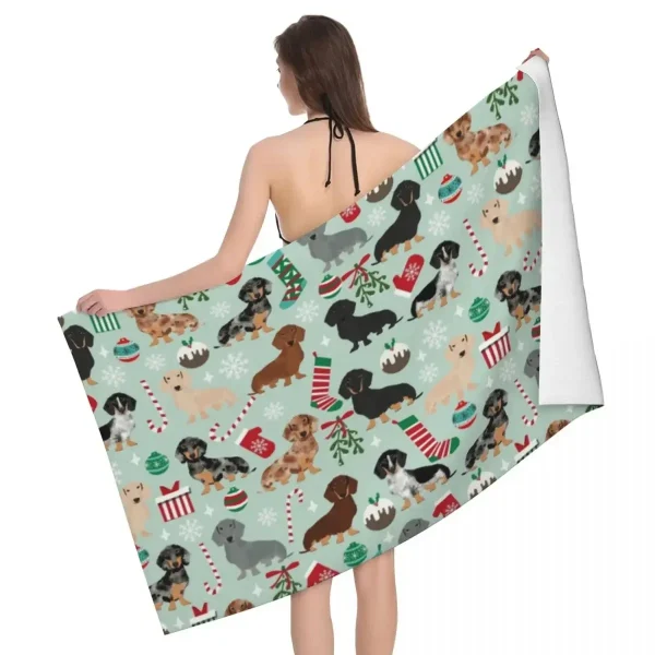 Cute Dachshund Dog Beach Towel Quick Dry Kawaii Puppy Pet Bath Towel Sand Proof Swim Pool Towels for Travel Camping Yoga Sport 2
