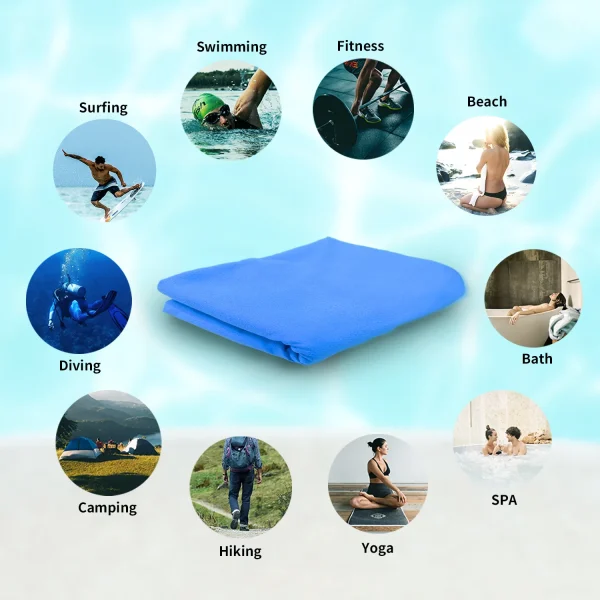 2PC Set Solid Microfiber Gym Towel Perfect Travel Sports Camping Beach Towels  Fast Drying Super Absorbent Swimming Bath Towel 2