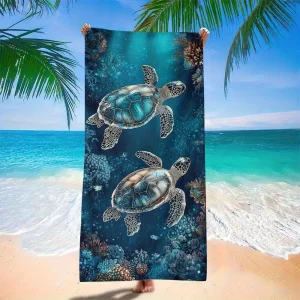 Beach towel sea turtle underwater pattern sunscreen windproof suitable for beach pool camping travel beach blanket 1
