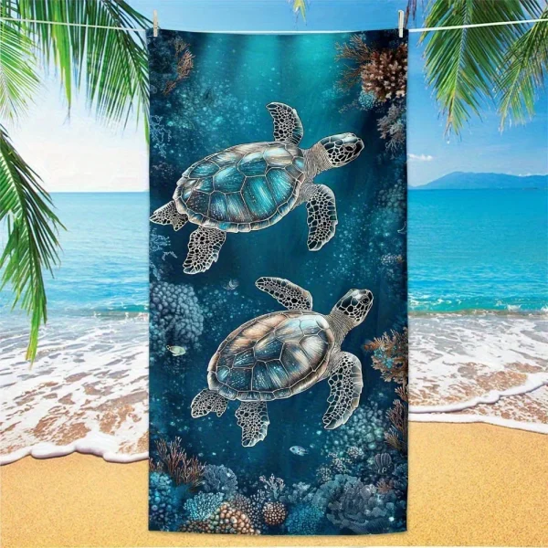Beach towel sea turtle underwater pattern sunscreen windproof suitable for beach pool camping travel beach blanket 3
