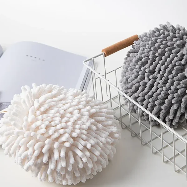 Chenille Hand Towels Kitchen Bathroom Hand Towel Ball with Hanging Loops Quick Dry Soft Absorbent Microfiber Towels 5