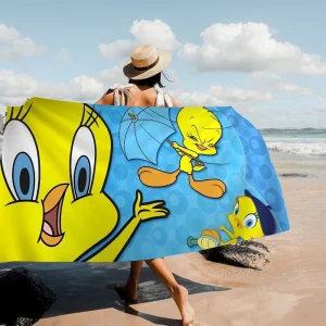 Yellow Cartoon T-Tweetys Bird Microfiber Blanket Quick Dry Beach Towels Oversized Printing Super Absorbent Pool Towel Blanket 1