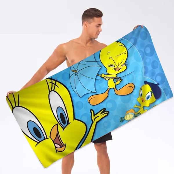 Yellow Cartoon T-Tweetys Bird Microfiber Blanket Quick Dry Beach Towels Oversized Printing Super Absorbent Pool Towel Blanket 3