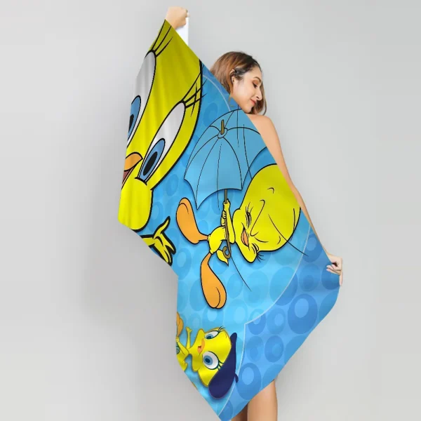 Yellow Cartoon T-Tweetys Bird Microfiber Blanket Quick Dry Beach Towels Oversized Printing Super Absorbent Pool Towel Blanket 4