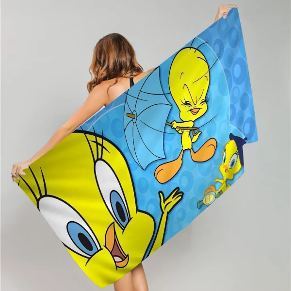 Yellow Cartoon T-Tweetys Bird Microfiber Blanket Quick Dry Beach Towels Oversized Printing Super Absorbent Pool Towel Blanket 5