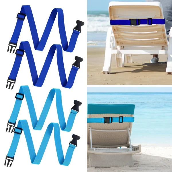 2x Beach Chairs Extendable Towel Bands Towel Holder Clips Portable Multifunction Accessories Replacement for Holiday Beach 1