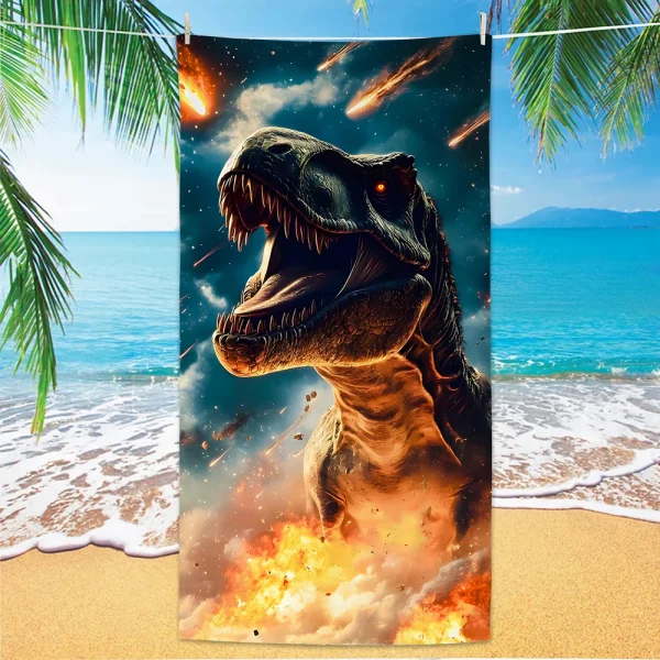 Dinosaur Pattern Beach Towel, Digital Printing Thin Quick-Dry Anti-Sand Microfiber Lightweight for Swim Yoga Travel Gym Gift 3