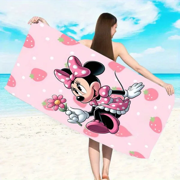 Minnie Strawberry Custom Beach TowelMicrofiber terry bath towels for yoga, travel, swimming, fitness and camping 2