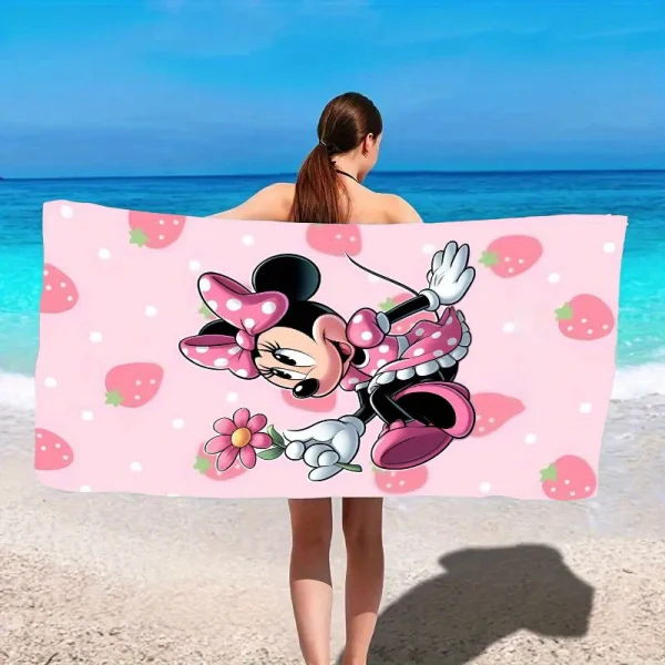 Minnie Strawberry Custom Beach TowelMicrofiber terry bath towels for yoga, travel, swimming, fitness and camping 4