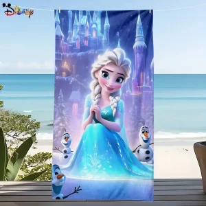 Disney Frozen Elsa Beach Towel: Magical Castle Design Suitable for towels, bath towels, beach towels, party decorations, gifts 1