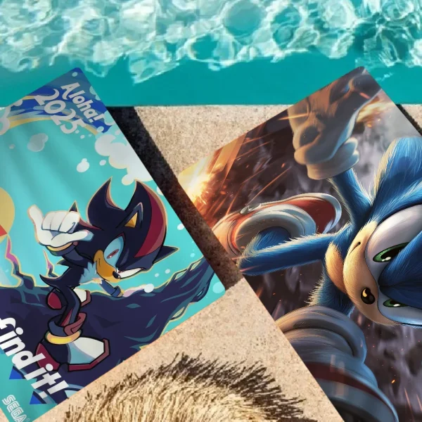 Movie S-Sonic Microfiber Printed Beach Towel Mountain Climbing Yoga Beach Swimming Running Absorbent Soft Towel 4
