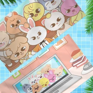 Hot Kpop Stray Kids Skzoo Beach Towel Cartoon Cute Summer Kids Large Bath Pool Beach Towel Microfiber Absorbent Swimming Travel 1