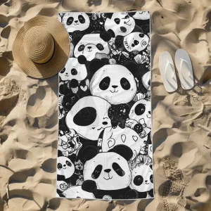 Beach Towel With Cute Panda Doodles Cartoon Beach Towel Design Sports Travel  Swim Pool Yoga More Suitable for Summer 1