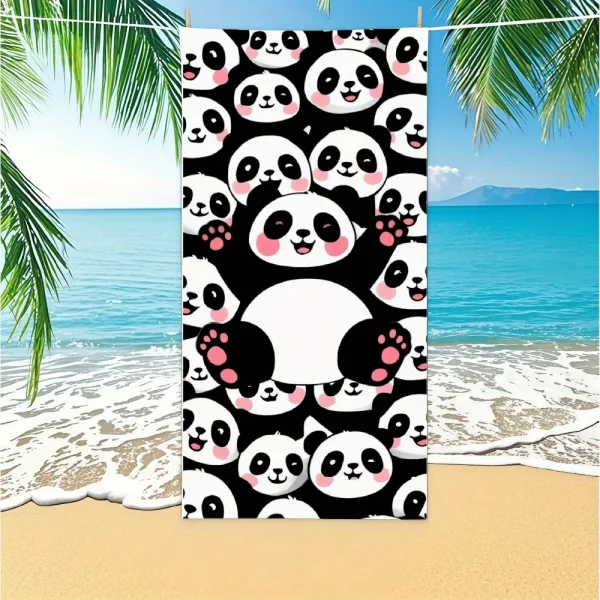 Beach Towel With Cute Panda Doodles Cartoon Beach Towel Design Sports Travel  Swim Pool Yoga More Suitable for Summer 3