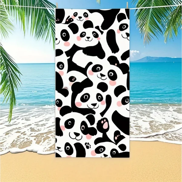 Beach Towel With Cute Panda Doodles Cartoon Beach Towel Design Sports Travel  Swim Pool Yoga More Suitable for Summer 4