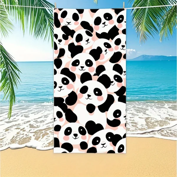 Beach Towel With Cute Panda Doodles Cartoon Beach Towel Design Sports Travel  Swim Pool Yoga More Suitable for Summer 5