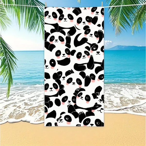 Beach Towel With Cute Panda Doodles Cartoon Beach Towel Design Sports Travel  Swim Pool Yoga More Suitable for Summer 6