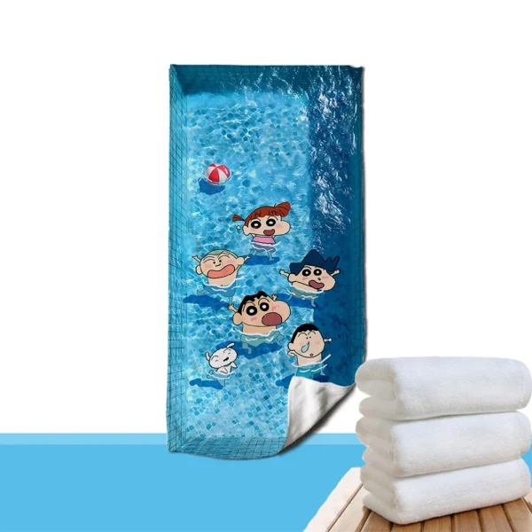 Adorable Crayon Shin-chan Beach Towels: Fun Pool-Themed Prints for Summer! Suitable for towels, bath towels, beach towels 5