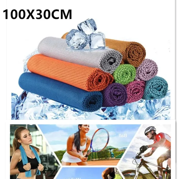 Cooling Towel Neck Wrap Lce Sports Beach Towels Cold Microfiber Cloth For Yoga Golf Gym Fitness Summer Outdoor Work100X30cm 1