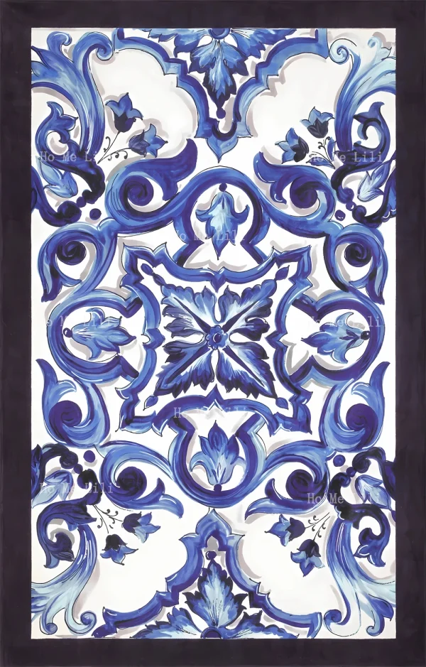 White And Blue Flowers Design Beach Towel Gift Quick Drying Towel 2