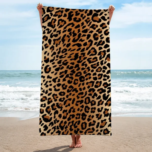 Microfiber Beach Towel Leopard Pattern Quick Dry Bath Towel Sandproof Summer Swimming Washcloth Bath Bathroom Decor ﻿ 1