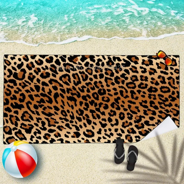 Microfiber Beach Towel Leopard Pattern Quick Dry Bath Towel Sandproof Summer Swimming Washcloth Bath Bathroom Decor ﻿ 3