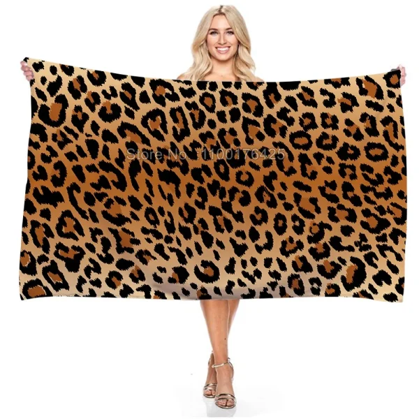 Microfiber Beach Towel Leopard Pattern Quick Dry Bath Towel Sandproof Summer Swimming Washcloth Bath Bathroom Decor ﻿ 4
