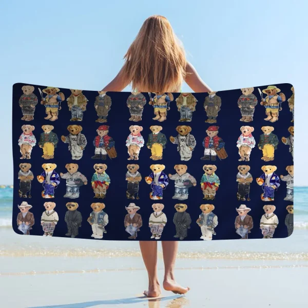 Cute Teddy Bear Happy Microfiber Beach Towel Absorbent Quick Dry Soft Yoga Swimming Resort Mountain Climbing Towel 3