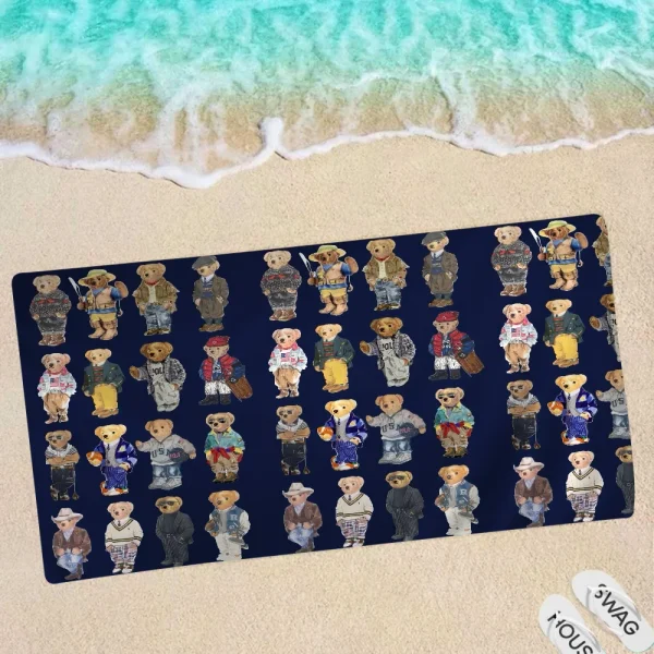 Cute Teddy Bear Happy Microfiber Beach Towel Absorbent Quick Dry Soft Yoga Swimming Resort Mountain Climbing Towel 4