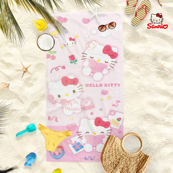Hello Kitty Beach Towels: Adorable Prints for Summer Fun! Suitable for towels, bath towels, beach towels 3