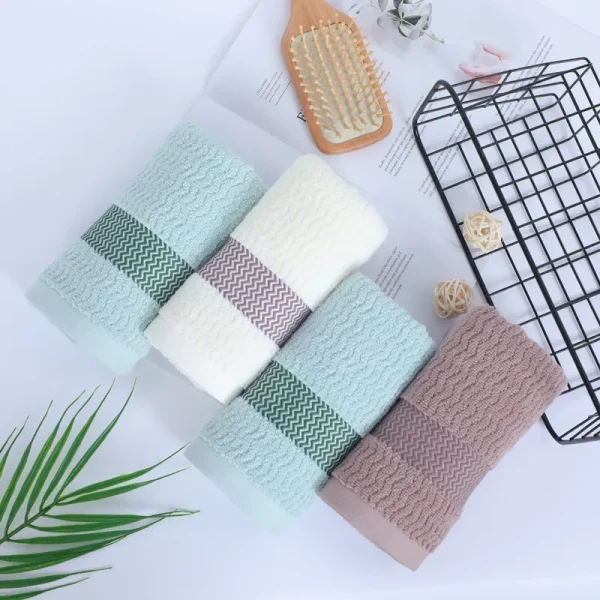 Set of 2 Thickened Absorbent Cotton Towels Quick Dry Soft Face Towels Pure Cotton Quick Absorbent Towels for Home Bathing 5