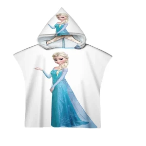 Princess Elsa 3D Printed Hooded Beach Towel Quick Dry Swimming Surfing Bathrobe Cloak Fitness for Kids Adults 1