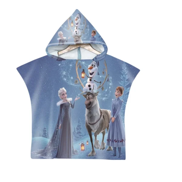 Princess Elsa 3D Printed Hooded Beach Towel Quick Dry Swimming Surfing Bathrobe Cloak Fitness for Kids Adults 2