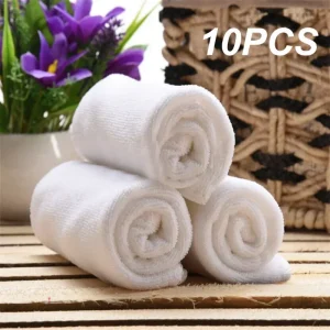 10pc White Soft Microfiber Fabric Face Towel Hotel Bath Towel Wash Cloths Hand Towels Portable Multifunctional Cleaning Towel 1