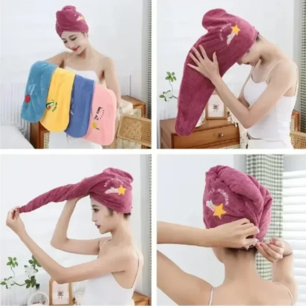 Hot Quickly Dry Hair Hat Super Absorbent Soft Bathroom Women Head Towels Girls Cute Hair Towel Hair Dry Wrap Bonnets 6