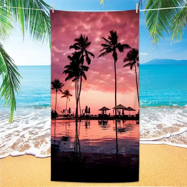 Coconut Palm Trees Beach Towel Microfiber Tropical Beach Beach Towels for Travel Quick Dry Super Absorbent Sand Proof Bath Towel 1