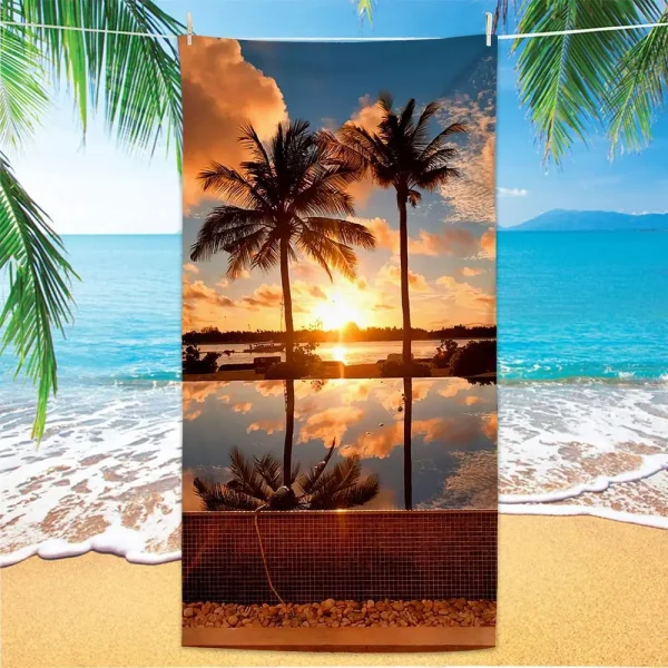 Coconut Palm Trees Beach Towel Microfiber Tropical Beach Beach Towels for Travel Quick Dry Super Absorbent Sand Proof Bath Towel 3