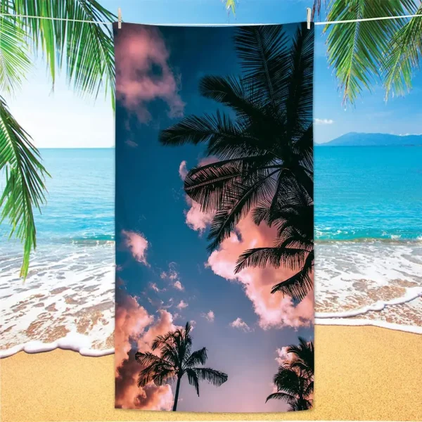 Coconut Palm Trees Beach Towel Microfiber Tropical Beach Beach Towels for Travel Quick Dry Super Absorbent Sand Proof Bath Towel 4