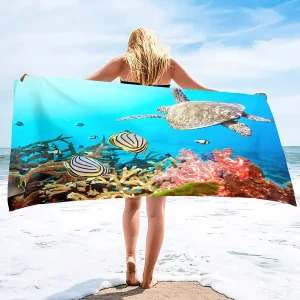 Adults Oversized Beach Towels Sand Free Sea Turtle Beach Towels Quick Dry Large Bath Towels Microfiber Lightweight Travel 1