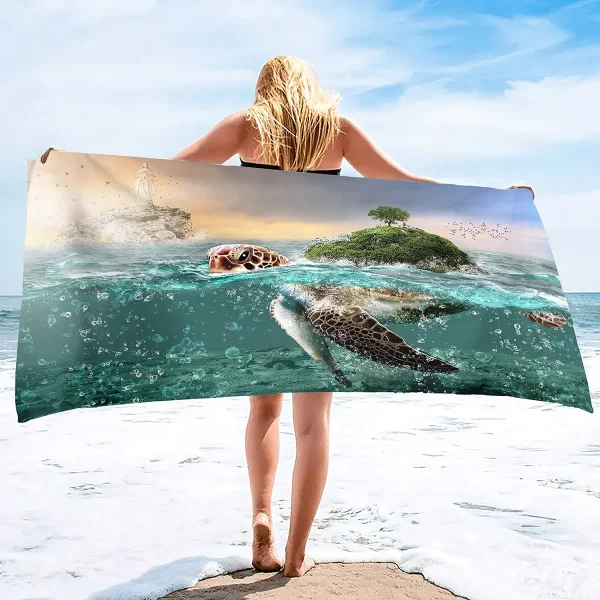 Adults Oversized Beach Towels Sand Free Sea Turtle Beach Towels Quick Dry Large Bath Towels Microfiber Lightweight Travel 4