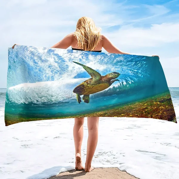 Adults Oversized Beach Towels Sand Free Sea Turtle Beach Towels Quick Dry Large Bath Towels Microfiber Lightweight Travel 6