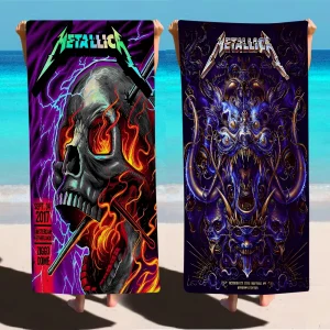 Band M-METALLICA Beach Towel Cartoon Cute Summer Kids Large Bath Pool Beach Towel Microfiber Absorbent For Swimming Travel 1