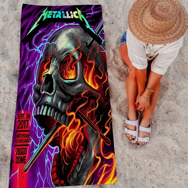 Band M-METALLICA Beach Towel Cartoon Cute Summer Kids Large Bath Pool Beach Towel Microfiber Absorbent For Swimming Travel 2