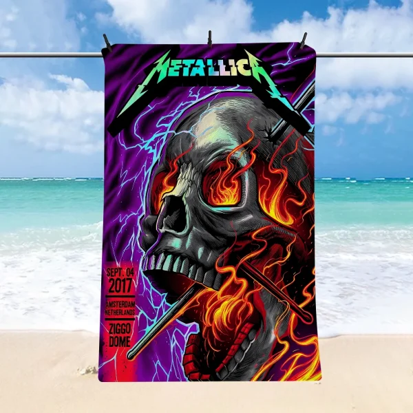 Band M-METALLICA Beach Towel Cartoon Cute Summer Kids Large Bath Pool Beach Towel Microfiber Absorbent For Swimming Travel 3